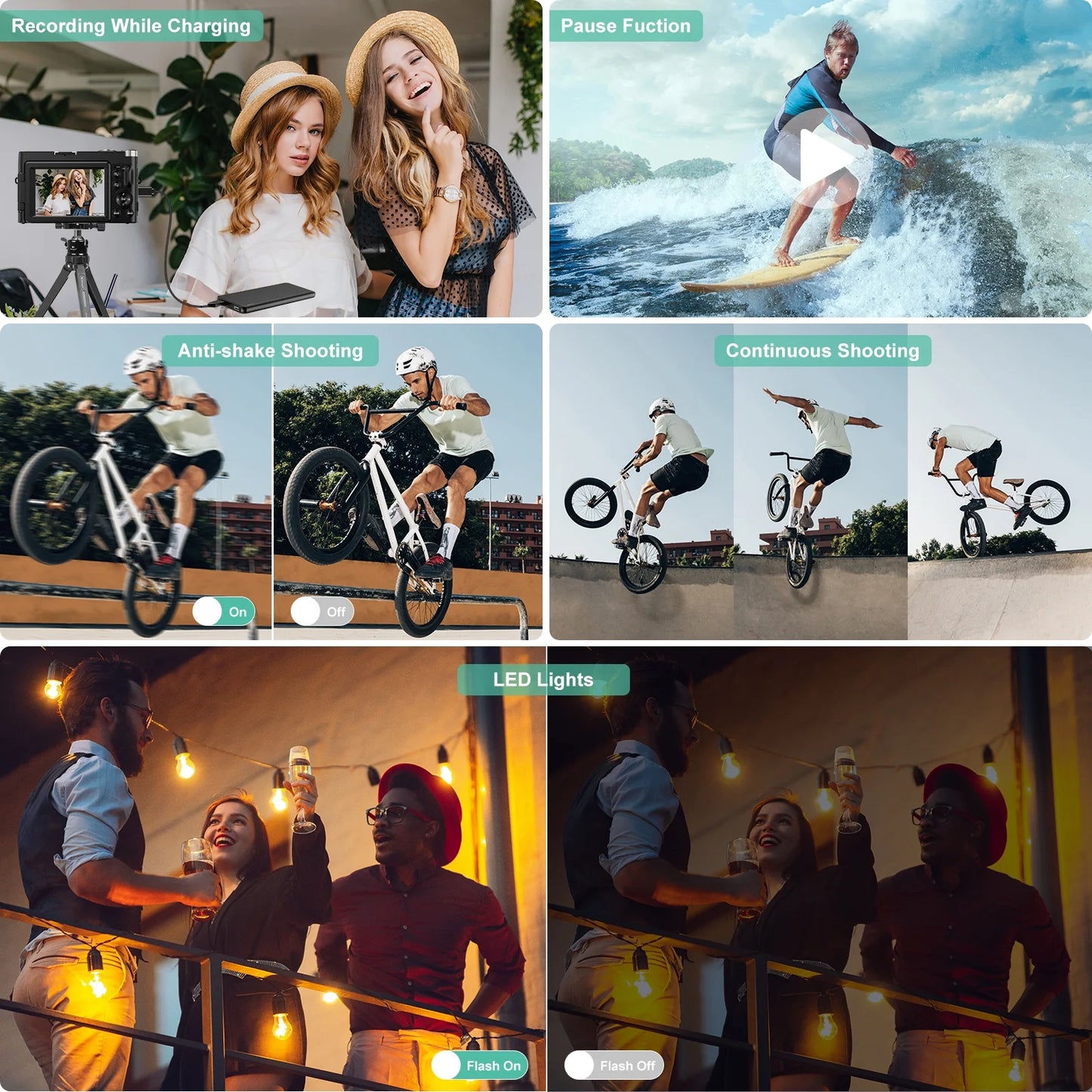 Vlogging Camera 4K Digital Cameras 48MP for Photography Autofocus 16X Digital Zoom for Youtube with 32GB Card